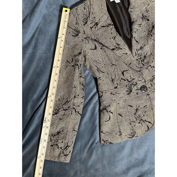 COLDWATER CREEK Tweed Blazer Jacket Size 4 Brown Print - Picture 6 of 13